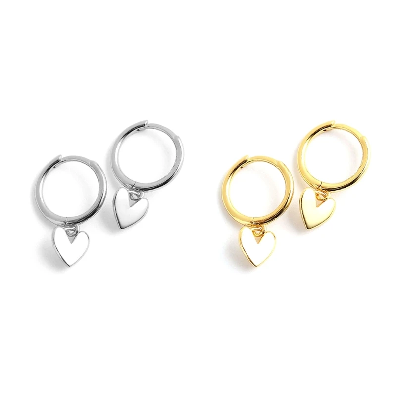 

Romantic Hoop Earrings Fashion Love Heart Pendant Dangle Earrings Party Wedding