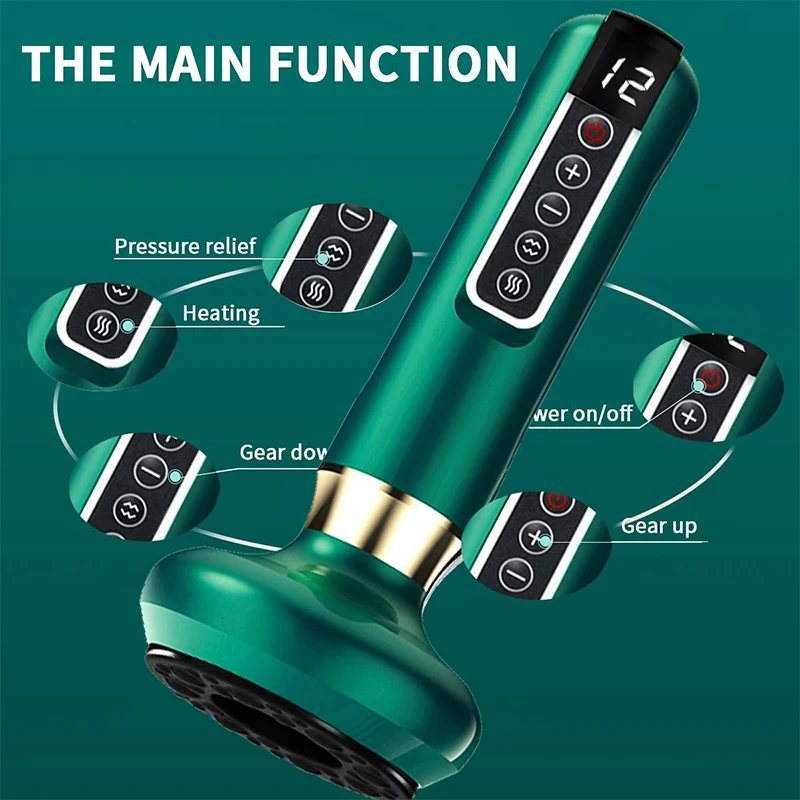 Electric Vacuum Cupping Massager Suction Cup GuaSha Anti Cellulite Beauty Health Scraping Infrared Heat Slimming Massage Therapy