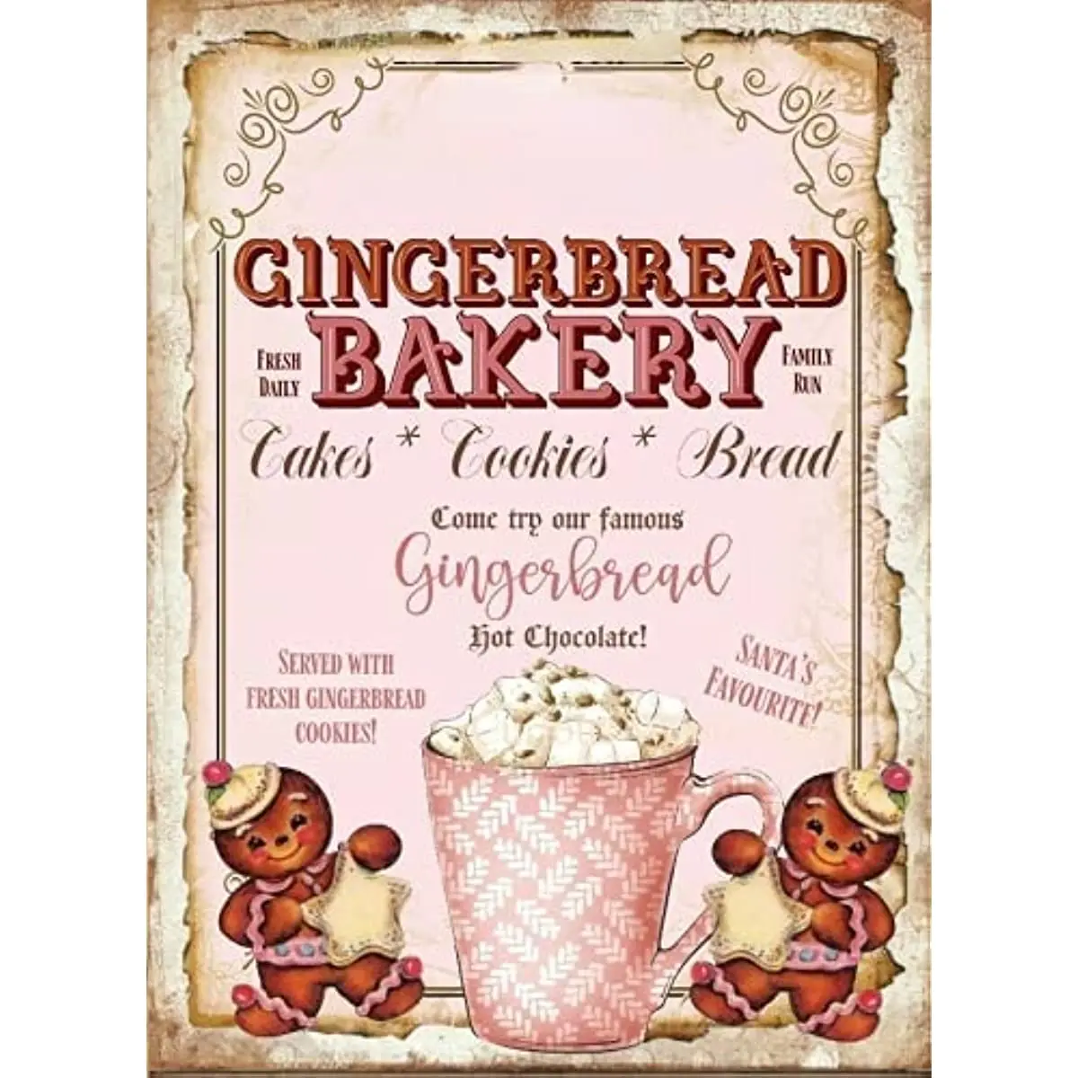 

Christmas Decorative Gingerbread Signs Christmas Vintage Metal Tin Iron Painting Home Decorative Wall Decorative Art Posters
