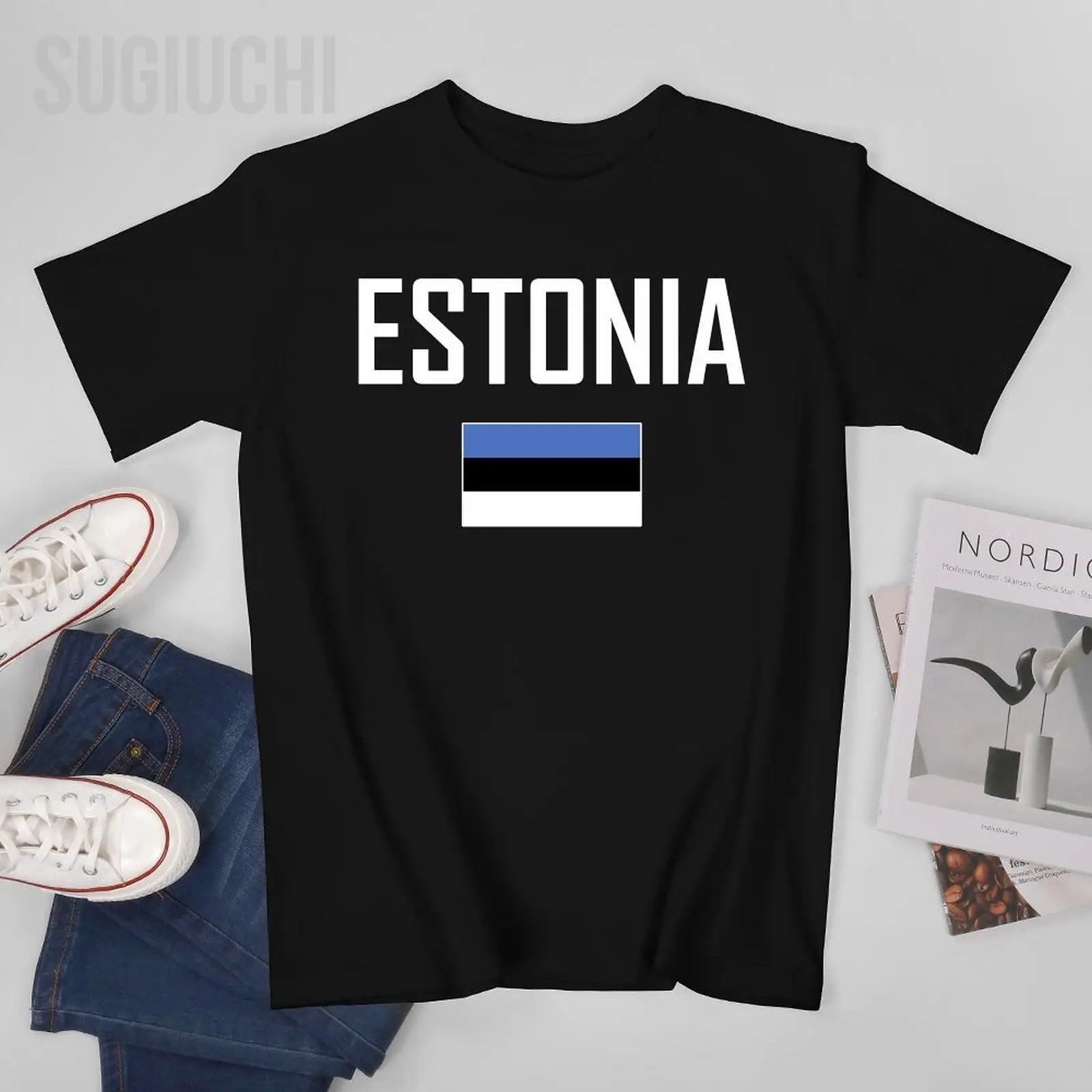 

Unisex Men Tshirt ESTONIA Flag And Font Tees T-Shirt O-neck T Shirts Women Boys 100% Cotton Clothing More Color