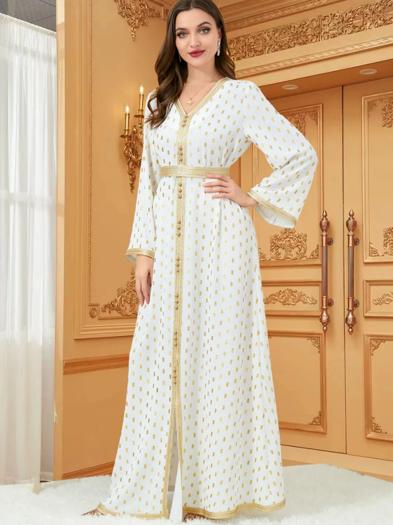 Eid Abaya for Women Braided Trim  Islamic Clothing Ramadan Muslim Long Dress Gulf Jalabiya Dubai Evening Gowns Moroccan Kaftan