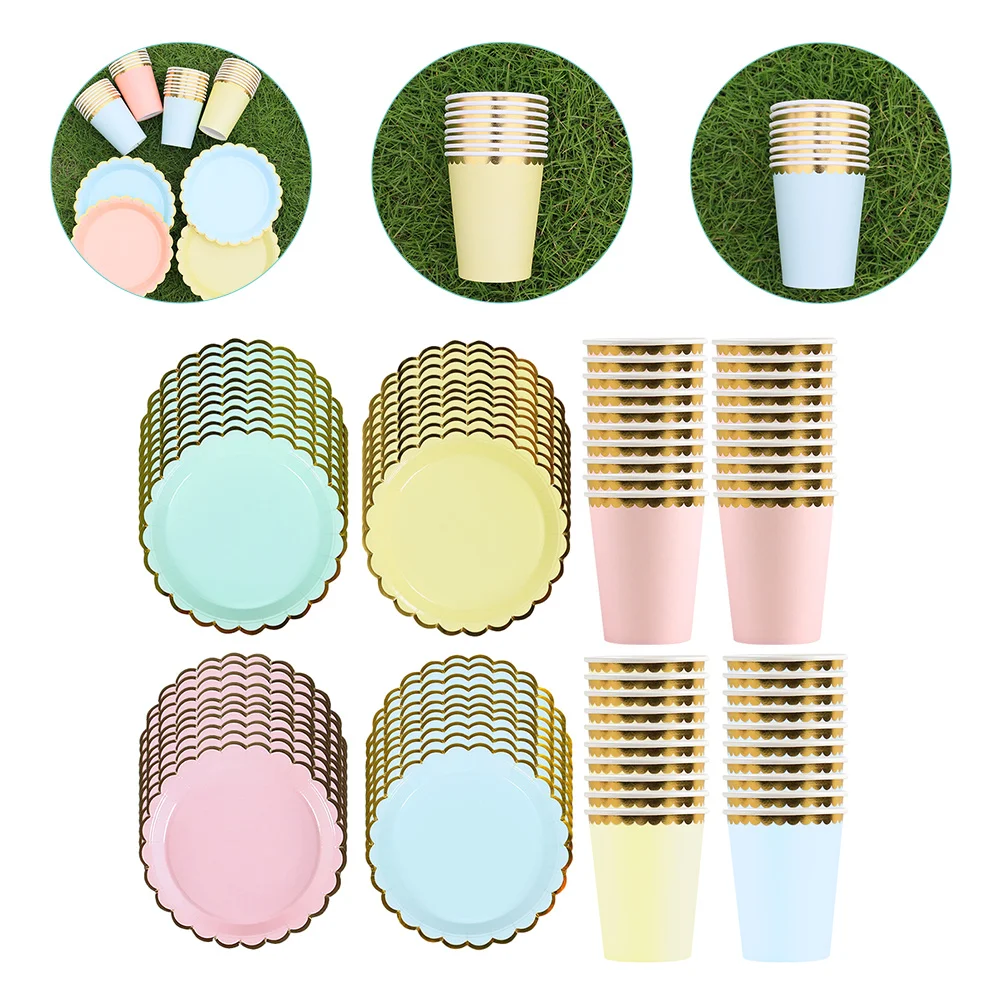 

80Pcs Party Cups Disposable Plates Party Tableware Party Cups