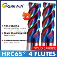 grewin hrc65 4 flutes corner radius solid carbid end mill steel cutting of corner radius end milling cutter