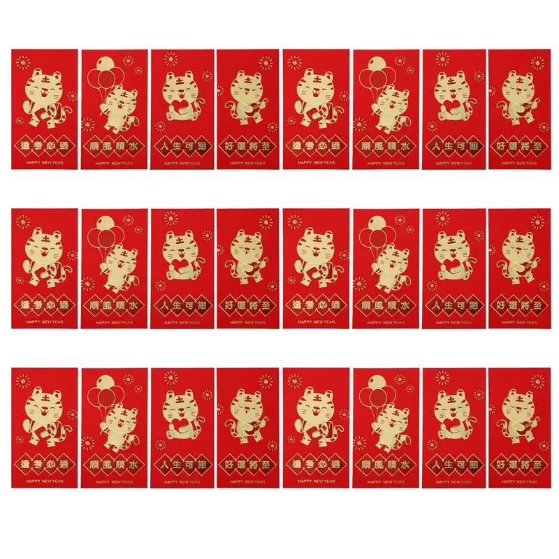 

24Pcs New Year 2022 The Year of the Tiger Festive Red Envelope Money Gift Bags