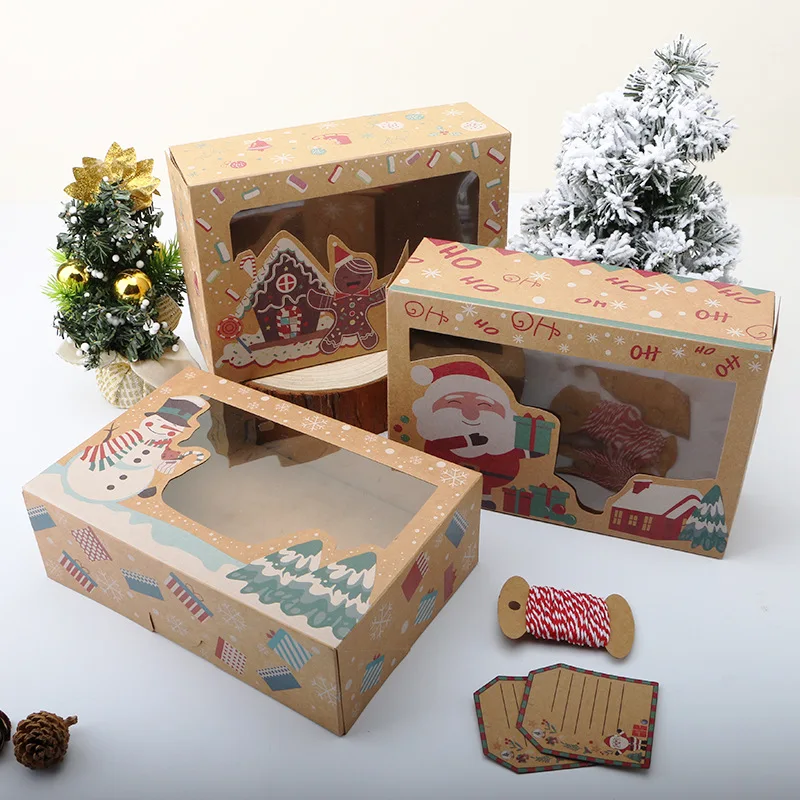 

7Pack Christmas Cookie Boxes with Window, Large Holiday Food Bakery Treat Boxes for Gift Giving, Pastry, Candy, Party Favors