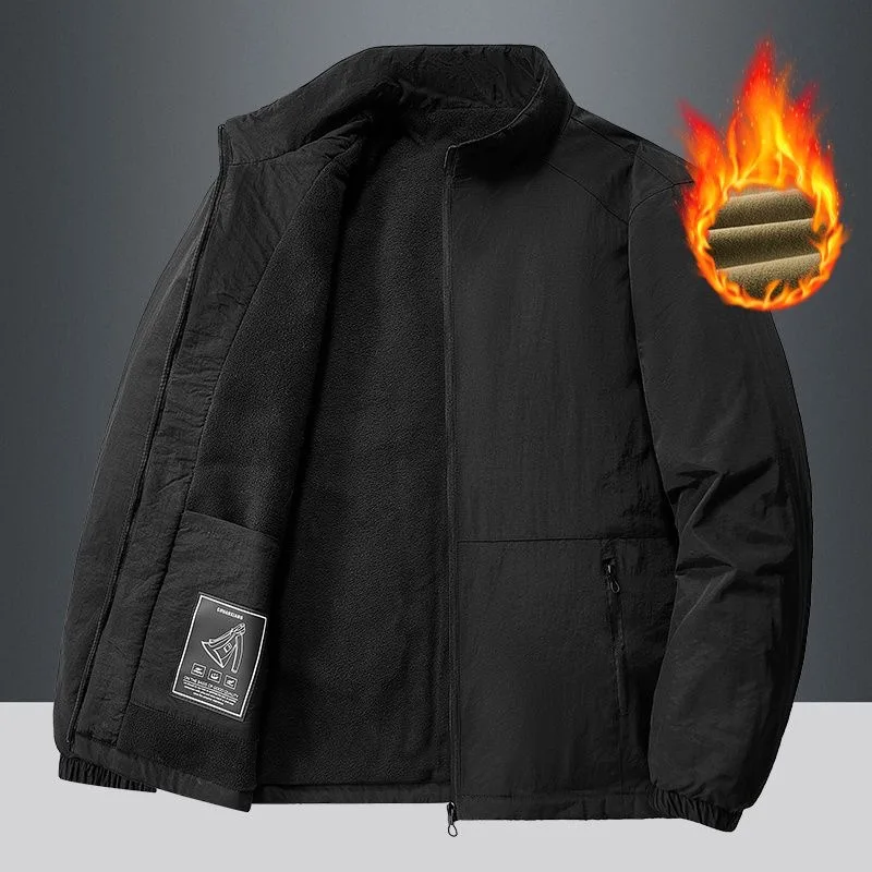 Новинка Осень-зима 2024 модный однотонный утепленный мужской блейзер из флиса