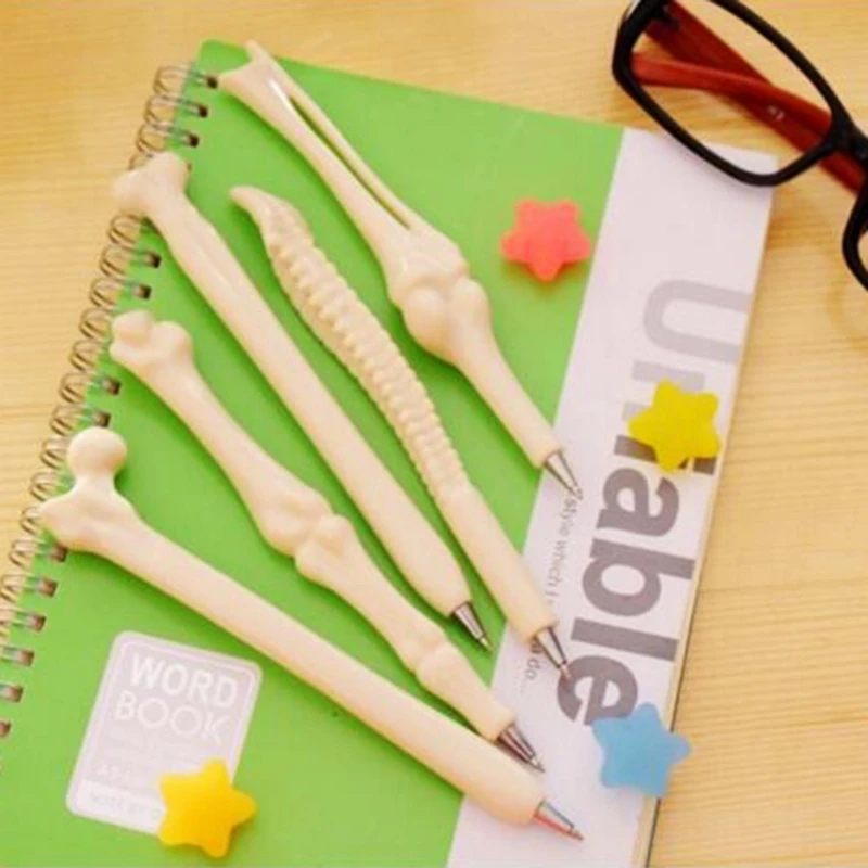 

B95D 5/10x Smooth Signature Pen Bone Shape Ballpoint Pens Doctor Pens for Halloween