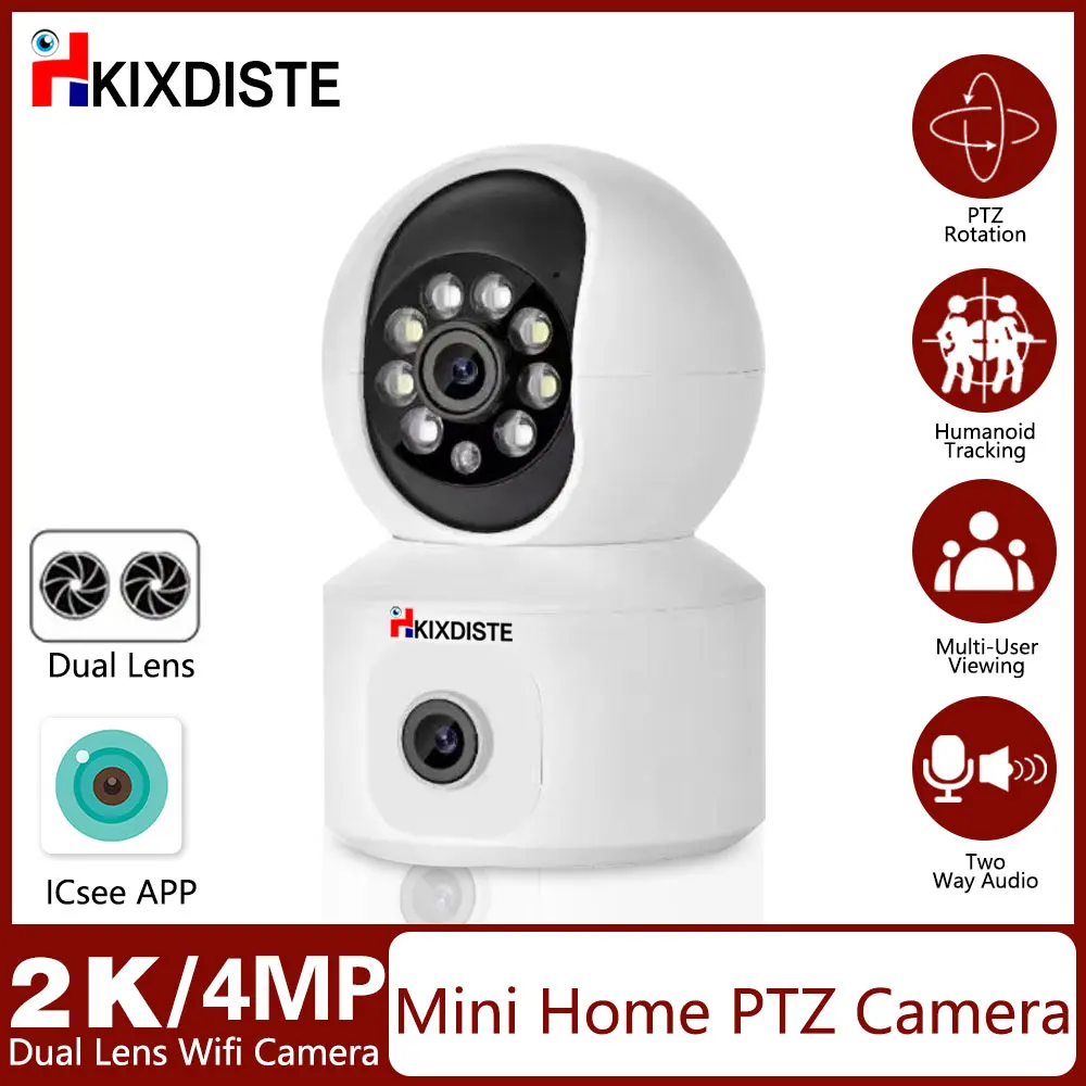 

IP-камера с двойным объективом, 4 МП, 2K, Wi-Fi, PTZ