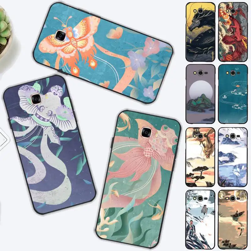 

FHNBLJ Chinese Style Ancient Poems Phone Case for Samsung J 2 3 4 5 6 7 8 prime plus 2018 2017 2016 core