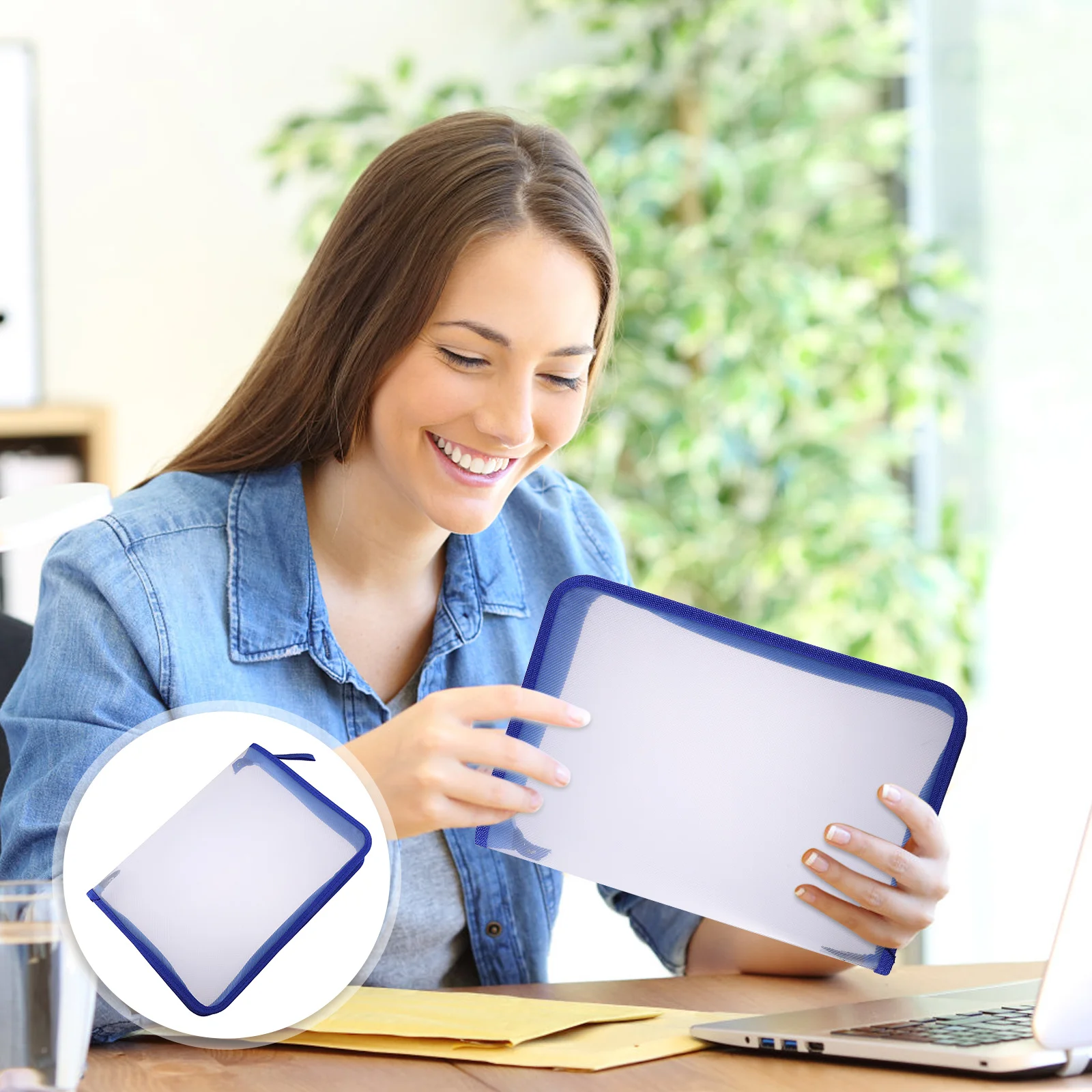 

1Pc Office File Folder Transparent File Zipper Bag A4 Document File Organizer