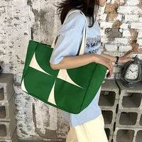 large capacity canvas shoulder bags for women student korean crossbody bags casual shoppers eco bag green big daily tote handbag