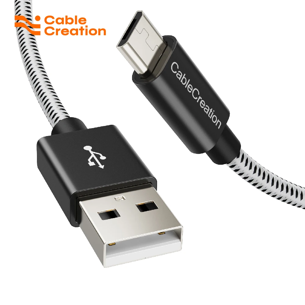 Фото CableCreation Плетеный кабель USB-Micro USB 4 фута USB 2.0 Шнур для быстрой зарядки и синхронизации данных Черный №1