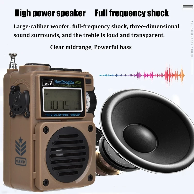 HRD-701 full band digital radio portable subwoofer sound quality Bluetooth TF card number display |