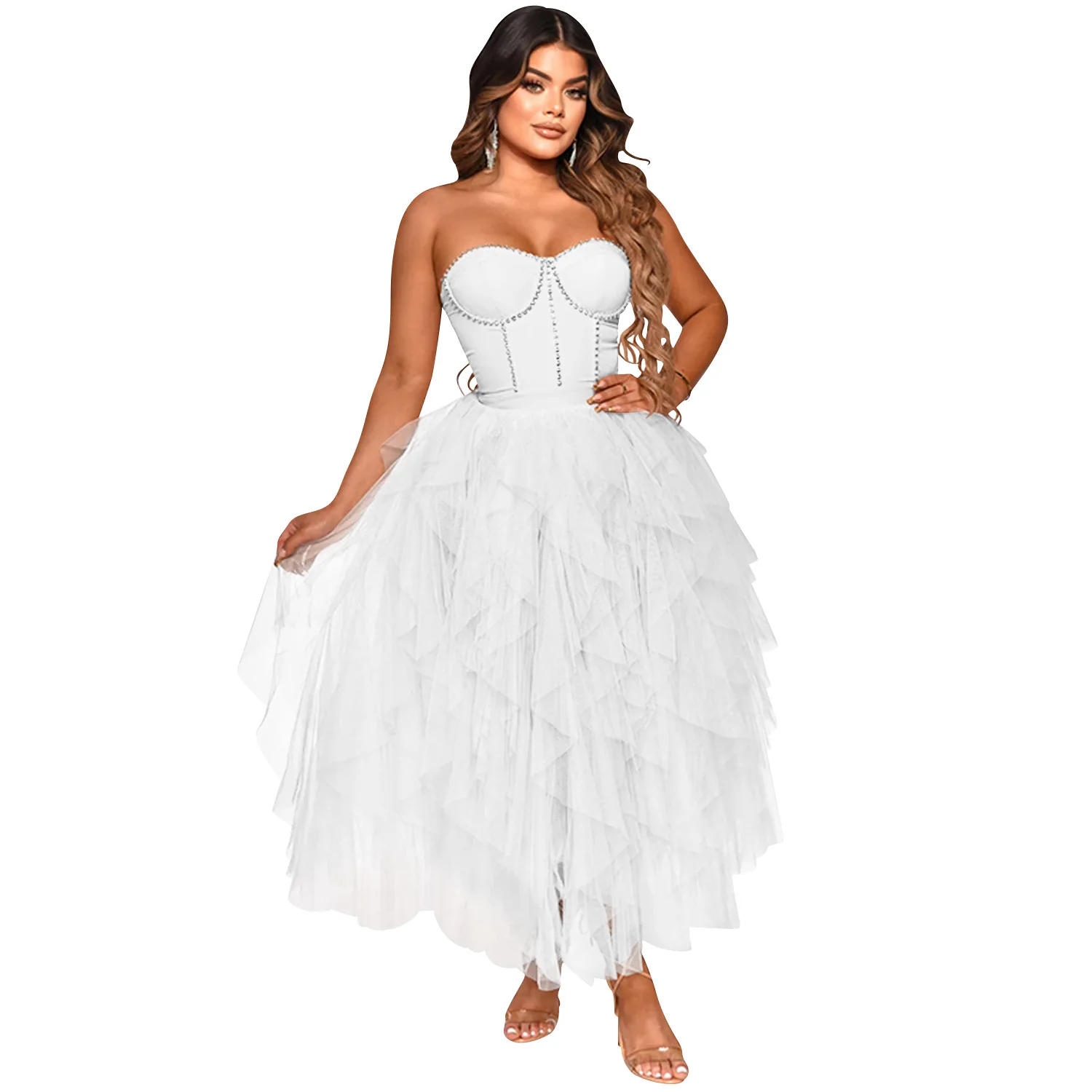 Luxury Women Party Dress 2023 New Sexy StraplessSleeveless Backle Fashion Slim Waist High A-Line Cocktail Evening Formal Dresses