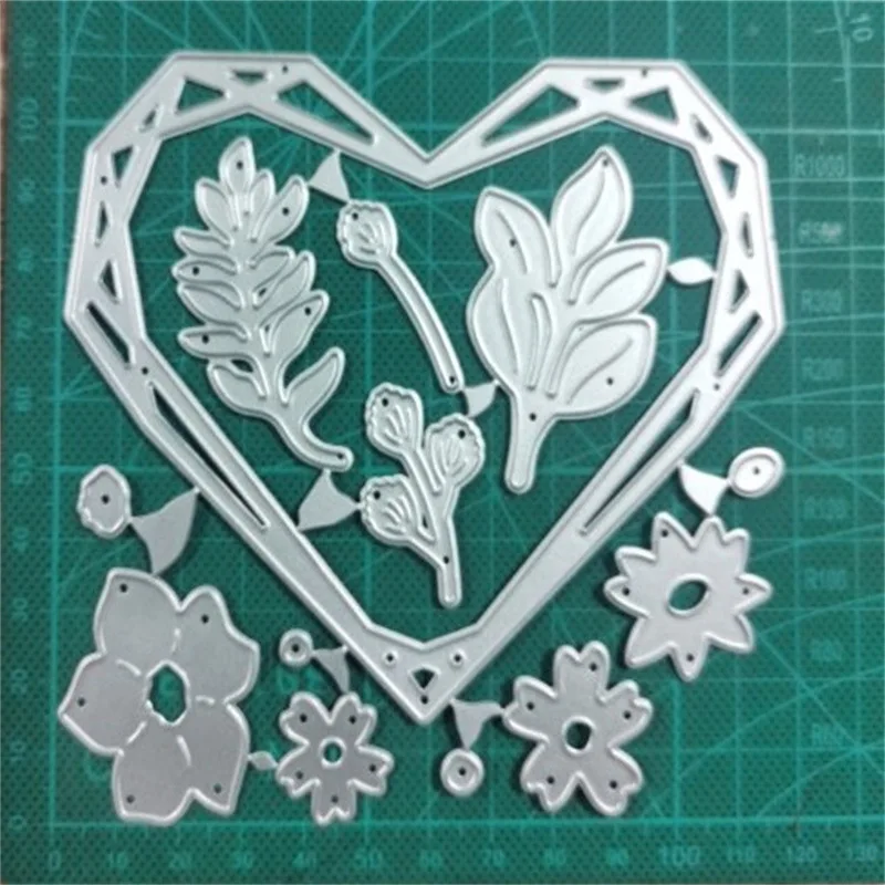 

Love Heart Frame Flower Vine Scrapbooking Stencil Template for DIY Embossing Paper Photo Album Greeting Gift Cards Cut Die