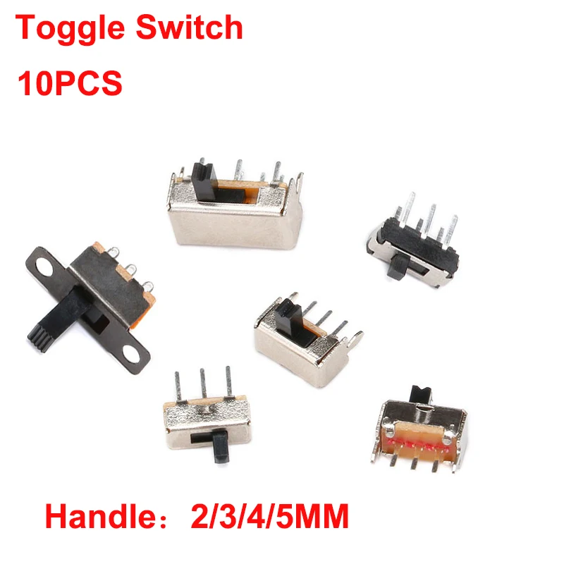 

10PCS Slide Switch Micro-Power Toggle Switch Horizontal Sliding Second Gear Third Gear Slide Switch 2/3/4/5MM Handle