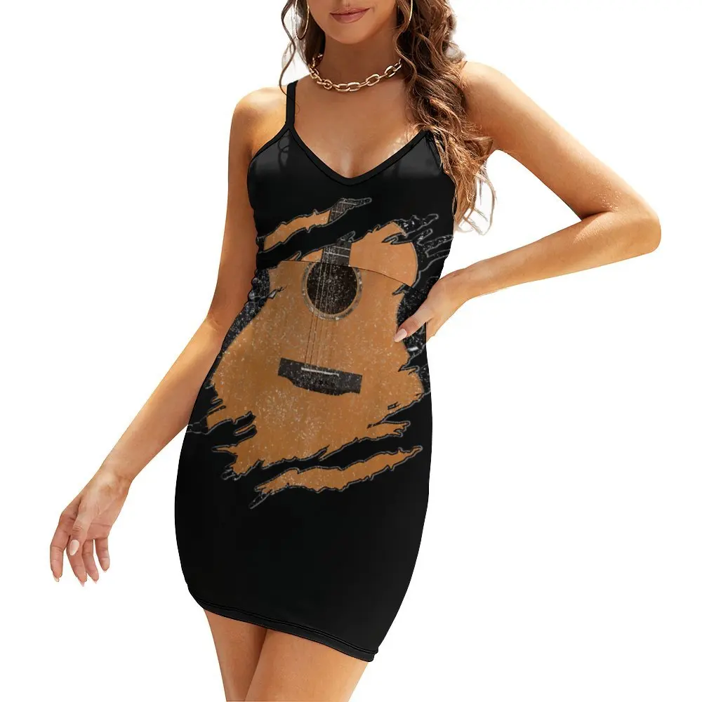 

Guitarist Musicians Acoustic Guitar Lite 8 Hot Sale Exotic Woman's Gown Women's Sling Dress Funny Joke Cocktails The Dress