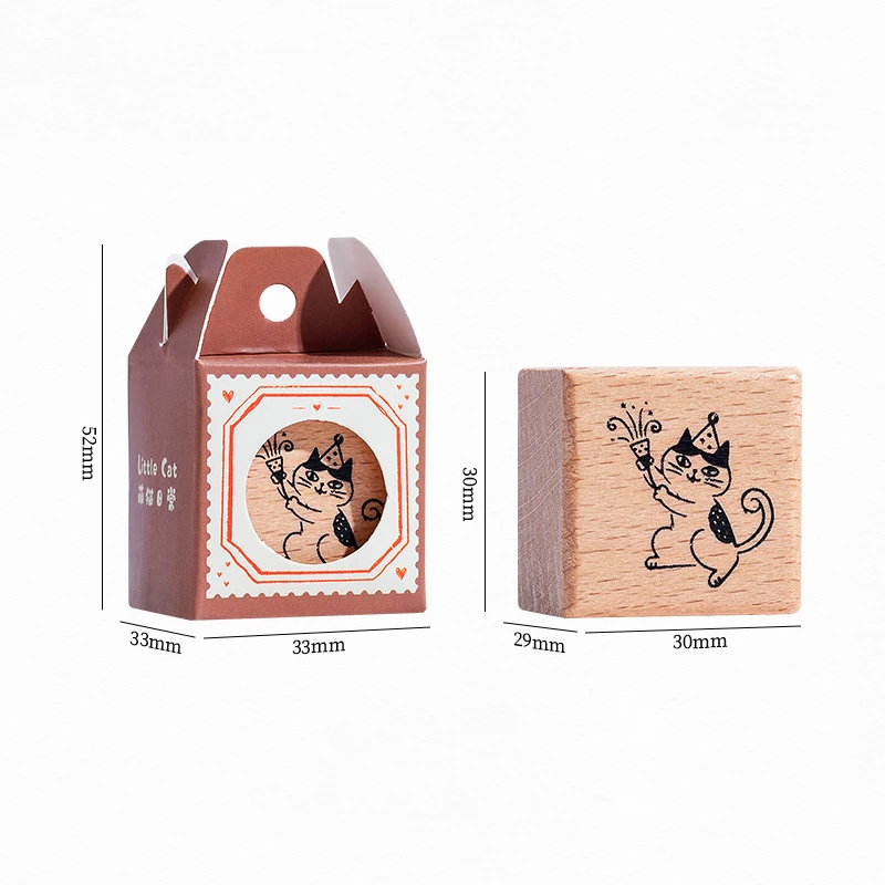 

Деревянный штамп с котом