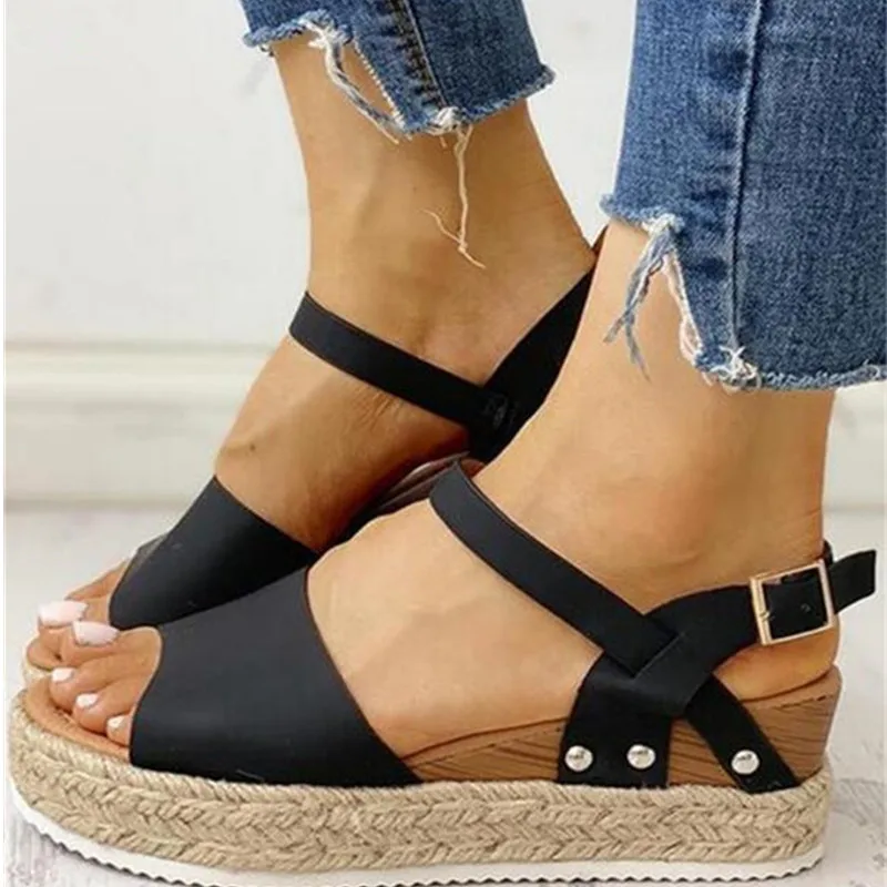Summer New Women Sandals Plus Size 43 Wedges Shoes Woman Fashion Gladiator Platform Shoes Buckle Strap Casual Sandals Ladies