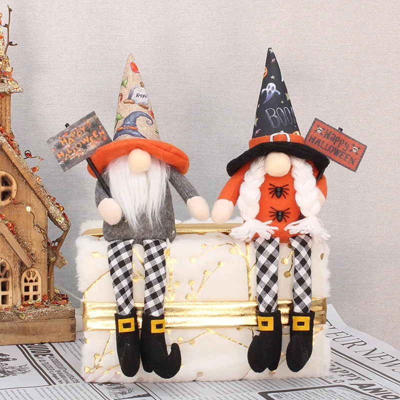 

Halloween White Beard Old Man Doll Faceless Sitting Gnome Doll Desktop Ornaments Happy Halloween Party Decor Kids Favor Toys