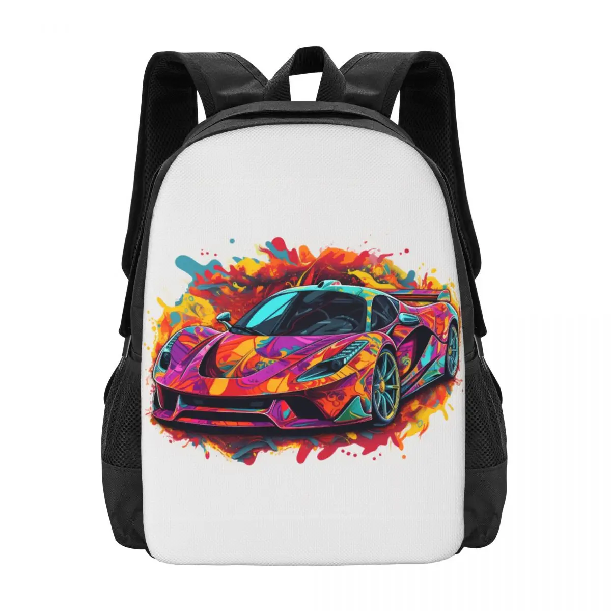 

Passionate Sports Car Backpack Psychadelic Grafitti Trekking Backpacks Male Colorful Soft High School Bags Streetwear Rucksack