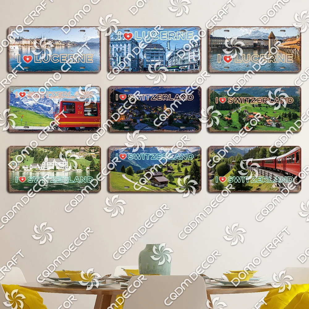 I Love Постер &quotШвейцария&quot номерные знаки в стиле ретро декор для стен доме