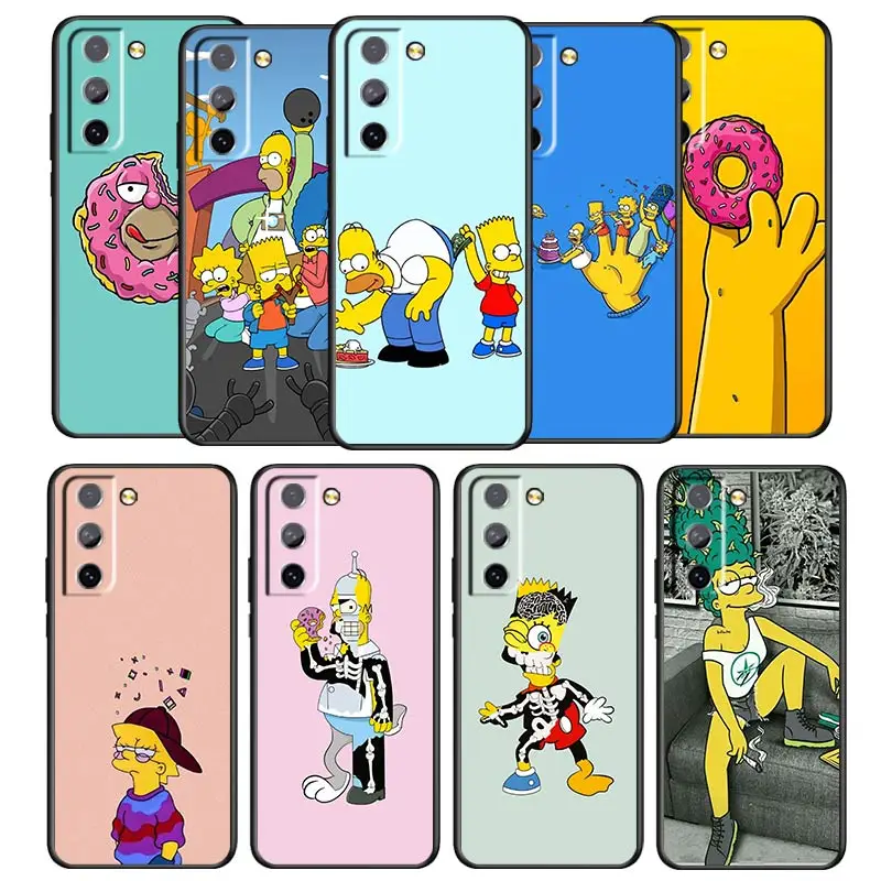 The Simpsons Phone Case For Samsung Galaxy S22 S21 S20 S10 S10e S9 S8 S7 PRO Ultra Plus FE Lite Black luxury Silicone Back Capa