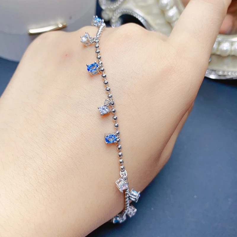 Женский браслет из серебра 925 пробы с натуральным топазом