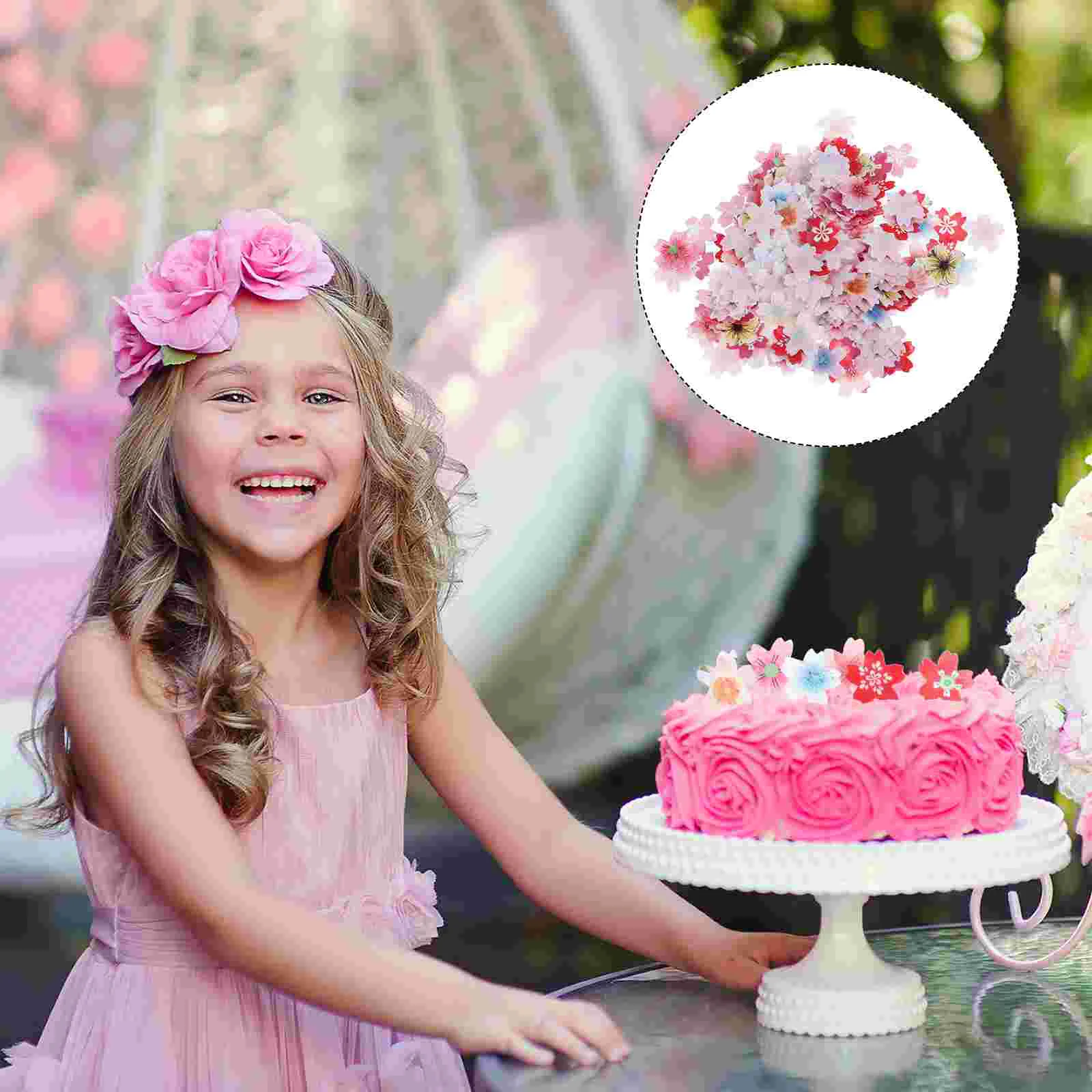 

Edible Cake Flowers Paper Decorations Topper Cupcake Wafer Rice Dessert Toppers Flower Decorating Ornament Decor Insert Wedding