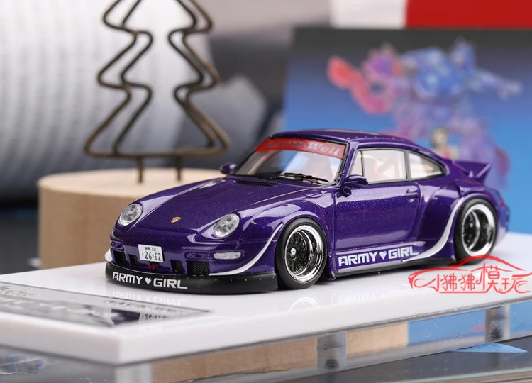 

Orange Flame FuelMe Fumei 1:64 Porsche 911 Wide Body Military Girl RWB 993 Resin Car Model Collection Ornament Gift