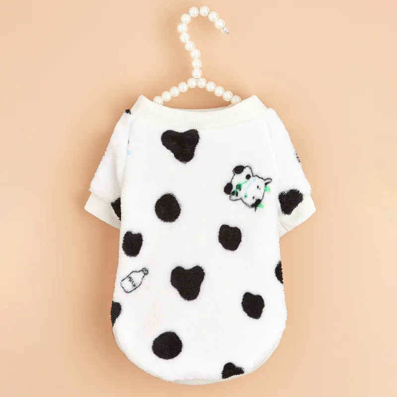 

Повседневные толстовки из коровы, одежда для собак, модная одежда с принтом для домашних животных, одежда для собак и кошек, теплый кавайный толстый костюм, осенне-зимние белые аксессуары