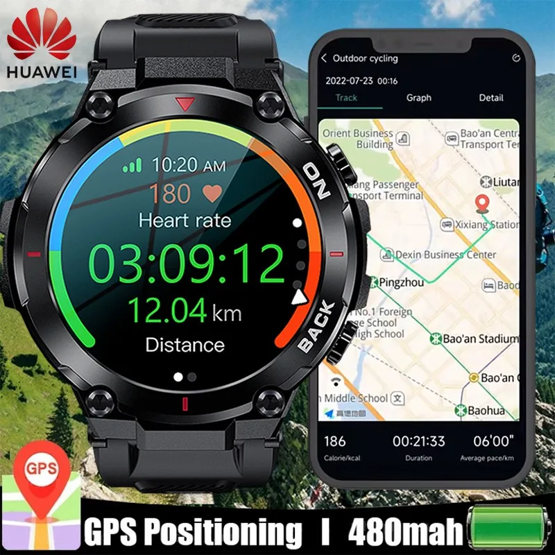 

2023 новые военные GPS Смарт-часы AMOLED 360*360 HD экран пульсометр водонепроницаемый Мониторинг Артериального Давления применимый Huawei