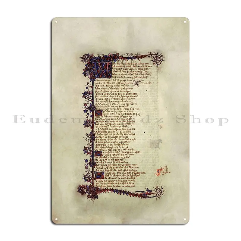Ellesmere Chaucer Canterbury Tales General Prologue металлический знак классическая печать на пабе