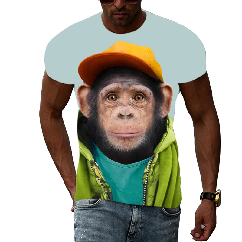 

Men Funny Monkey graphic t shirts Fashion Trend Personality Summer 3D Printed T-shirts Hip Hop Harajuku Casual streetwear Top
