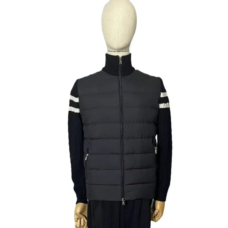 Mo * Cl R Зимняя мужская белая куртка на гусином пуху теплая приталенная