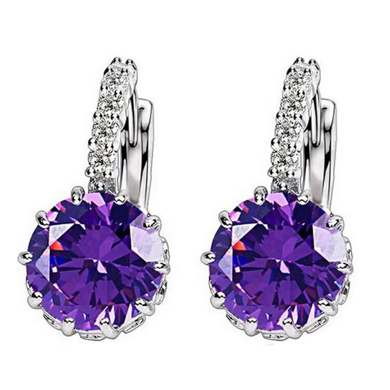 

New Korean Version Round Super Flash Zircon Earrings Simple Temperament Imported All-match Classic Wholesale