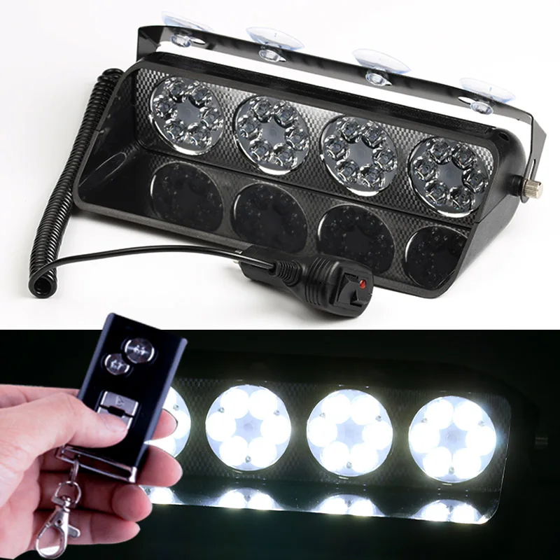 

12 В светодиодный светильник для лобового стекла DRL, дневной ходовой фонарь, автомобильная вспышка, полицейский аварийный мигающий стробоскоп, сигнальная лампа, пульт дистанционного управления