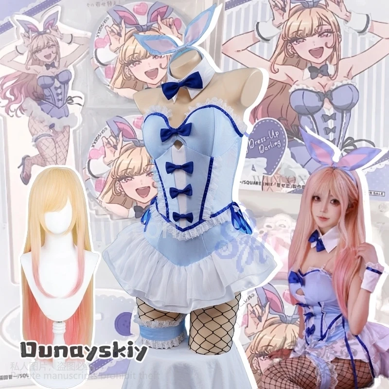 Фото Аниме My Dress Up Marin Kitagawa, карнавальный костюм Kawaii, голубой кролик, комбинезон для девочек, головной убор с кроликом, милая Лолита, Хэллоуин №1