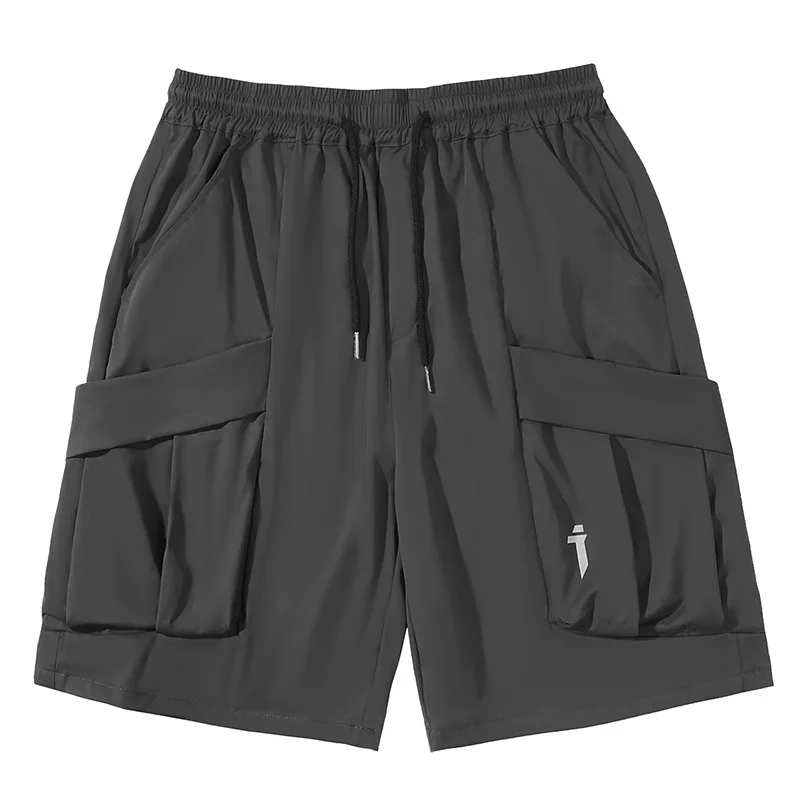 

Techwear Summer Breathable Reflective LOGO Hip Hop Cargo Shorts Men Big Pockets Tactical Casual Thin Short Half Pants Streetwear