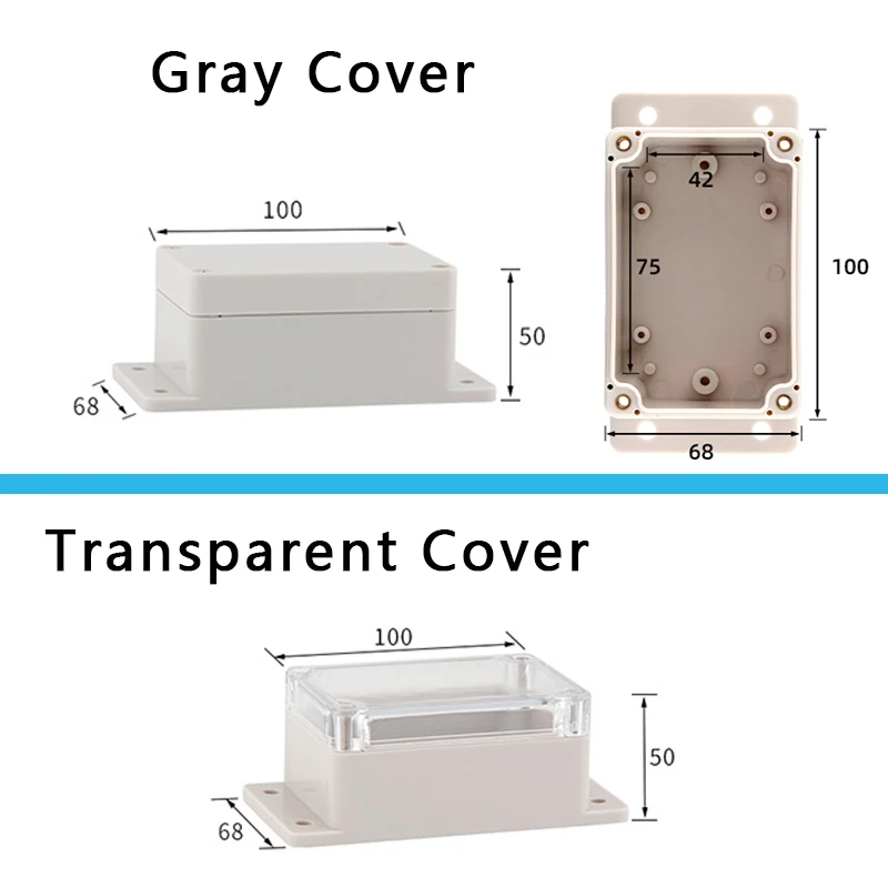 Пластиковый водонепроницаемый корпус для электроники серый/прозрачный