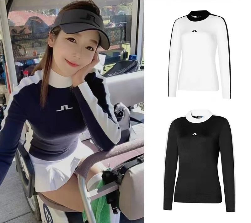 

Autumn and Winter New Golf Ladies Clothes Long-sleeved Round Neck Slim Fit All-match Breathable Fleece Warm Fashion Tops