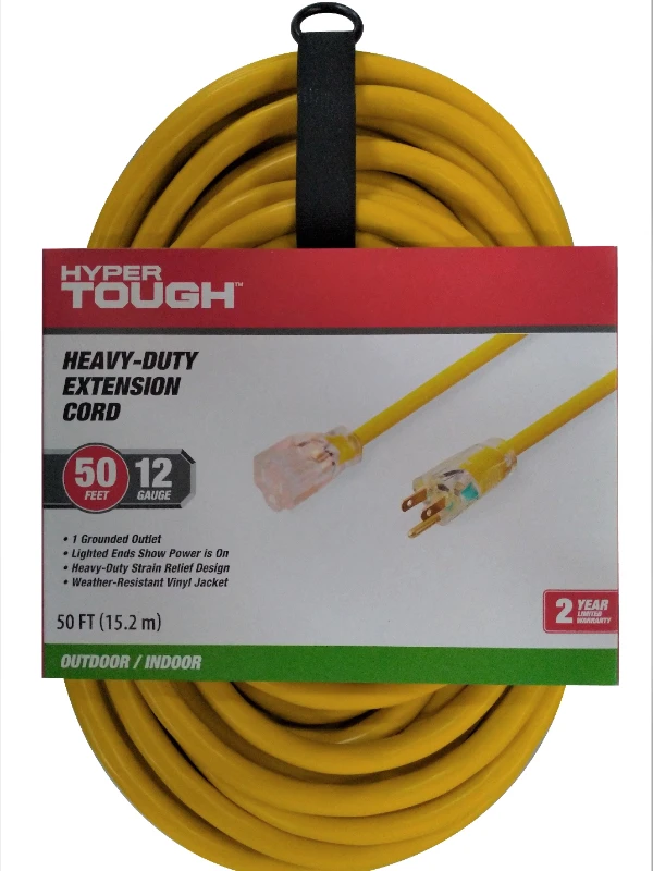 

12AWGX3C 50 ft Indoor and Outdoor Heavy Duty Yellow Vinyl Extension Cord