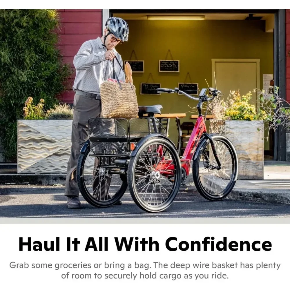 Трехколесный велосипед для взрослых 24 и 26 дюймов 3 колеса низкая ступенчатая рама