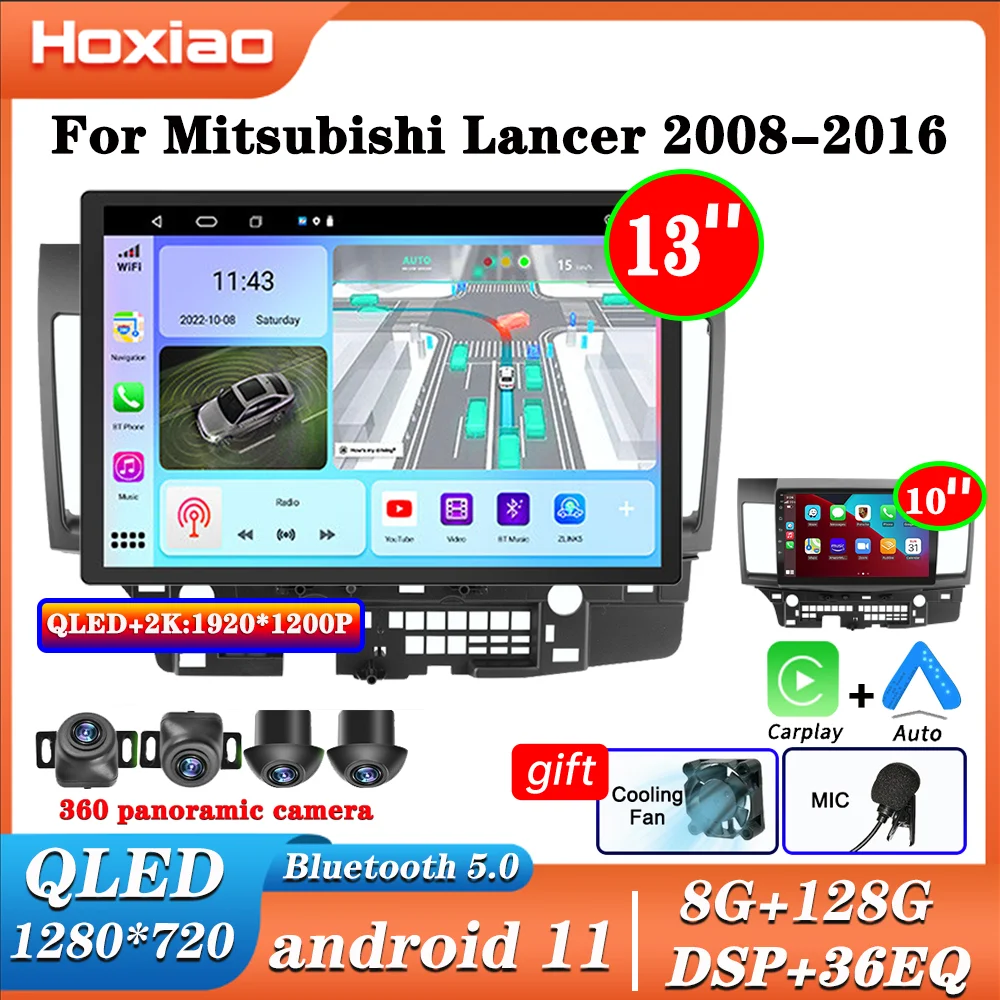 Автомагнитола Hoxiao 2 Din 13 дюймов Android 11 мультимедийный видеоплеер для Mitsubishi Lancer