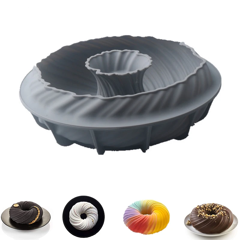 

Spiral Donut French Dessert Silicone Cake Mold Homemade Party Chocolate Mousse Pastry Moulds Decorating Tray Baking Tools