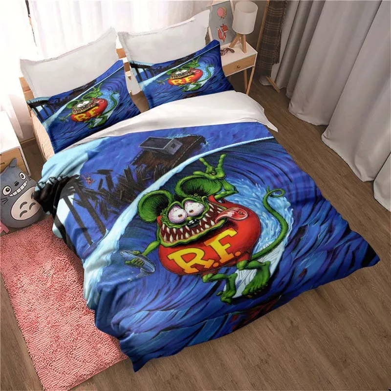 

Kustom Kulture Rat Fink Sheets Quilt Covers Bedding Dormitory Sheets Three-piece Bedding Set Three-piece Soft Warm Bedding Set