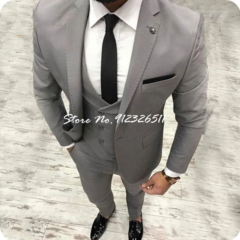 

3 шт. (пиджак + брюки + жилет), мужской свадебный костюм