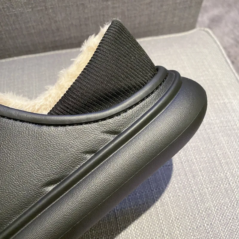 Winter Cotton Slippers Women Warm Plush Shoes Fashion Indoor Home Thick Sole Footwear Non-Slip Solid Waterproof Couple Slippers