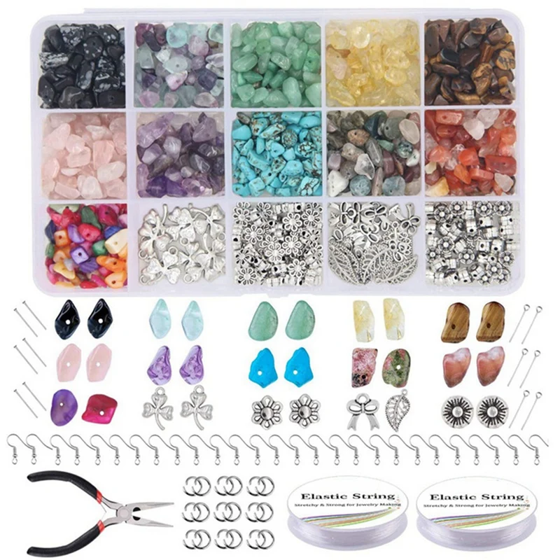 

15 Grid Natural Gravel Box, Irregular Diy Jewelry Accessories Set, Hand Tool Box 18cm x 11cm x 3cm