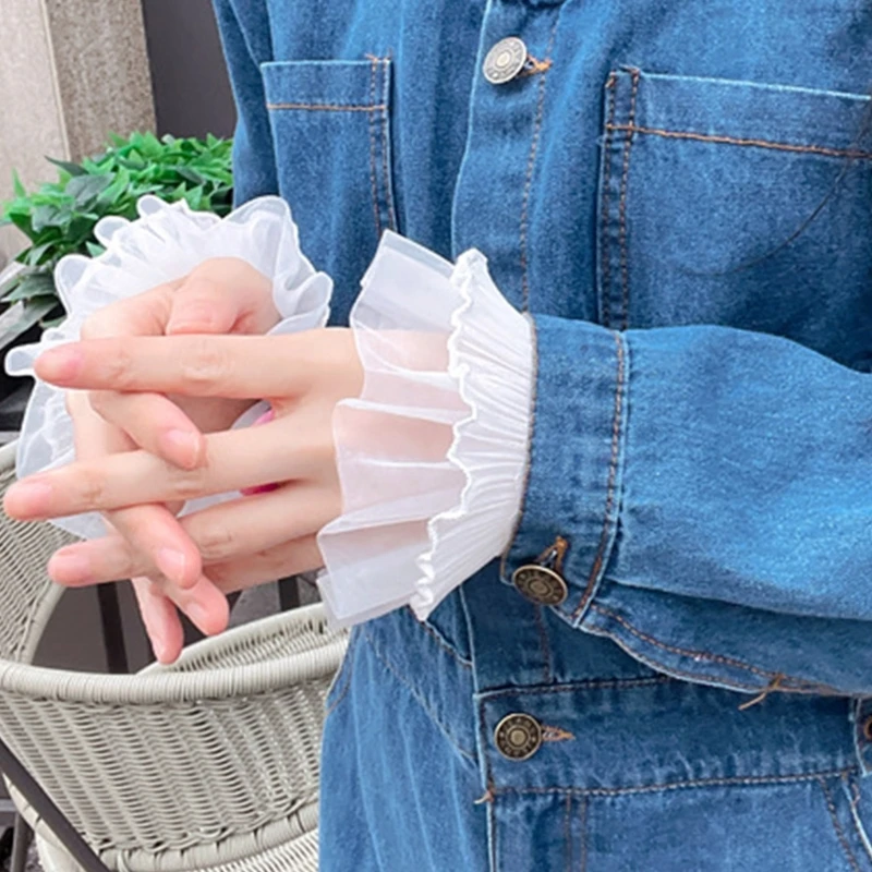 

Removable Shirt Layered Decorative Cuffs Girls Layered Solid Color Wristband Decorative Sleeves Woman Sweater Clothing